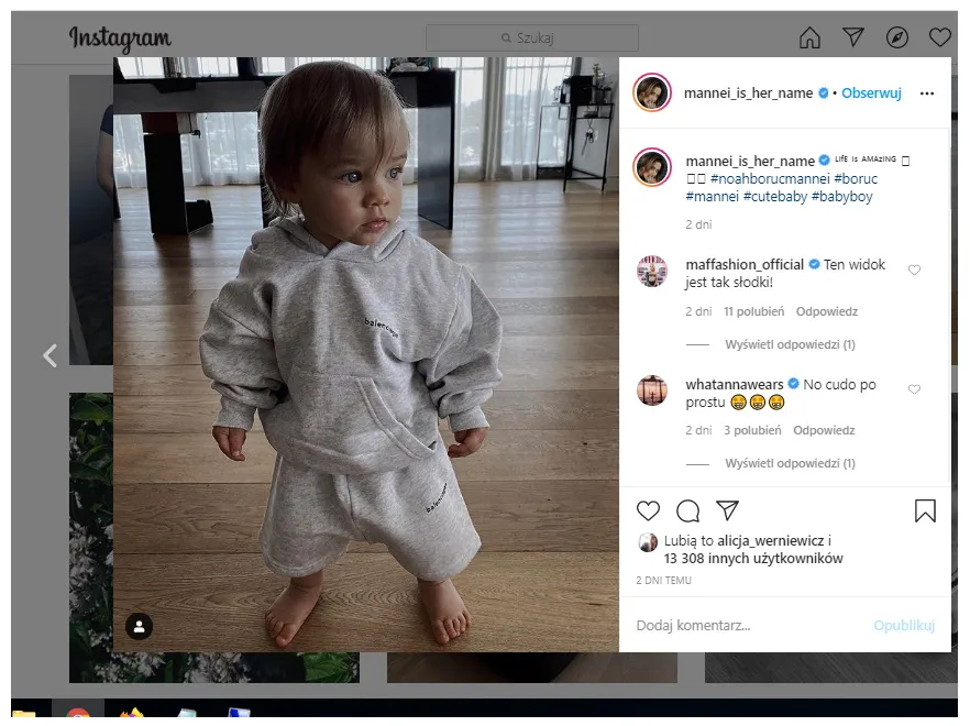 "Szpan jest koniecznością..." Awantura o stylizację małego Noah na profilu Sary Boruc