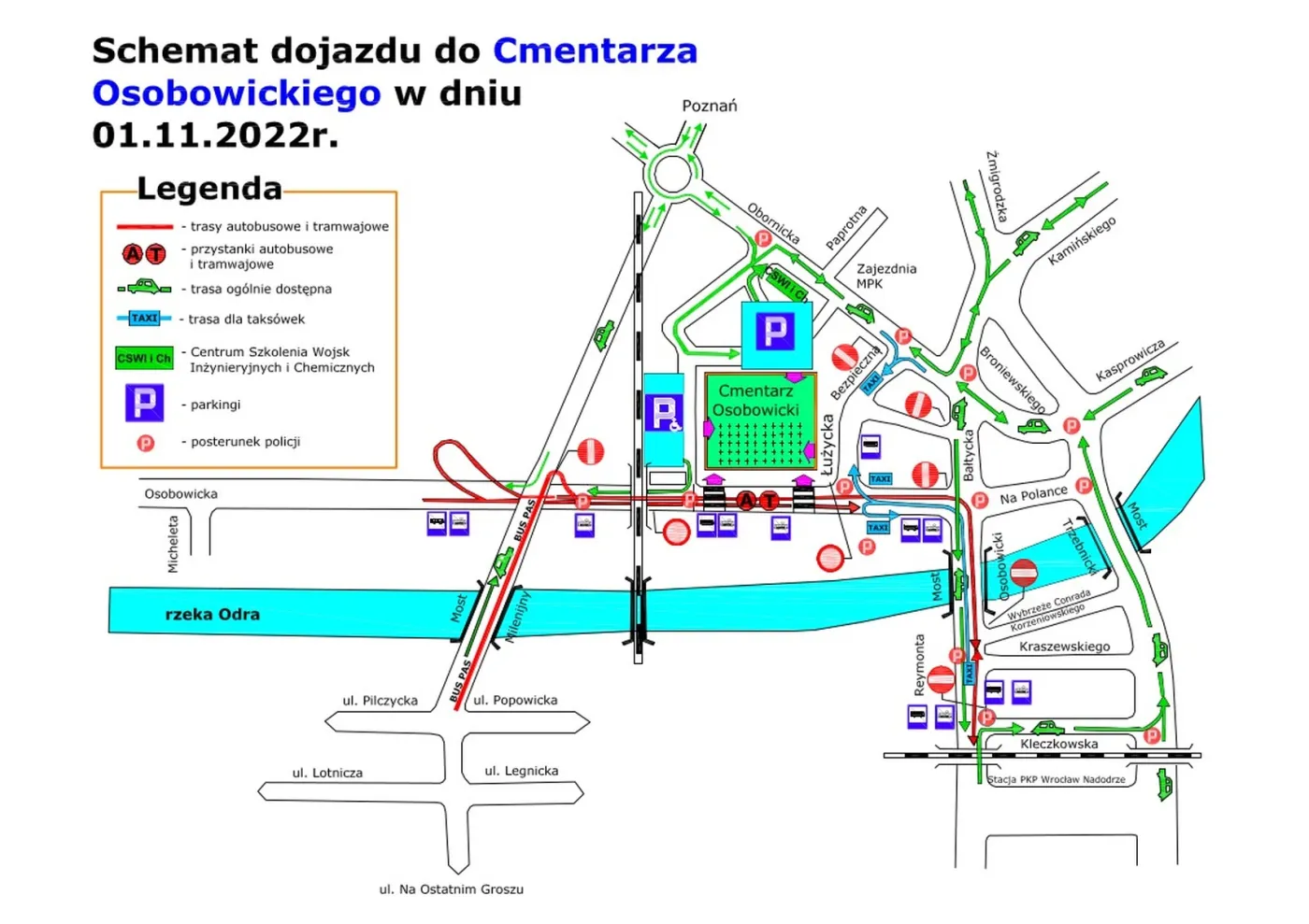 Cmentarz Osobowicki we Wrocławiu - organizacja ruchu