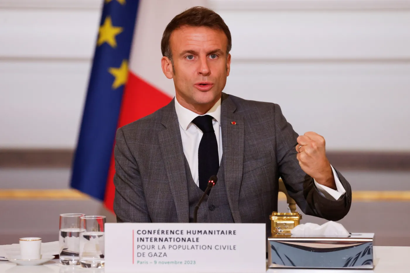 Prezydent Macron na otwarciu konferencji o Strefie Gazy: Musimy wypracować zawieszenie broni