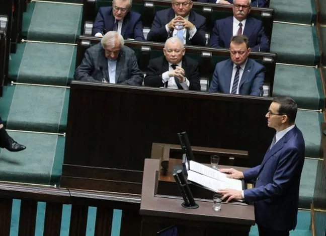 Jarosław Kaczyński na sali obrad Sejmu w Warszawie