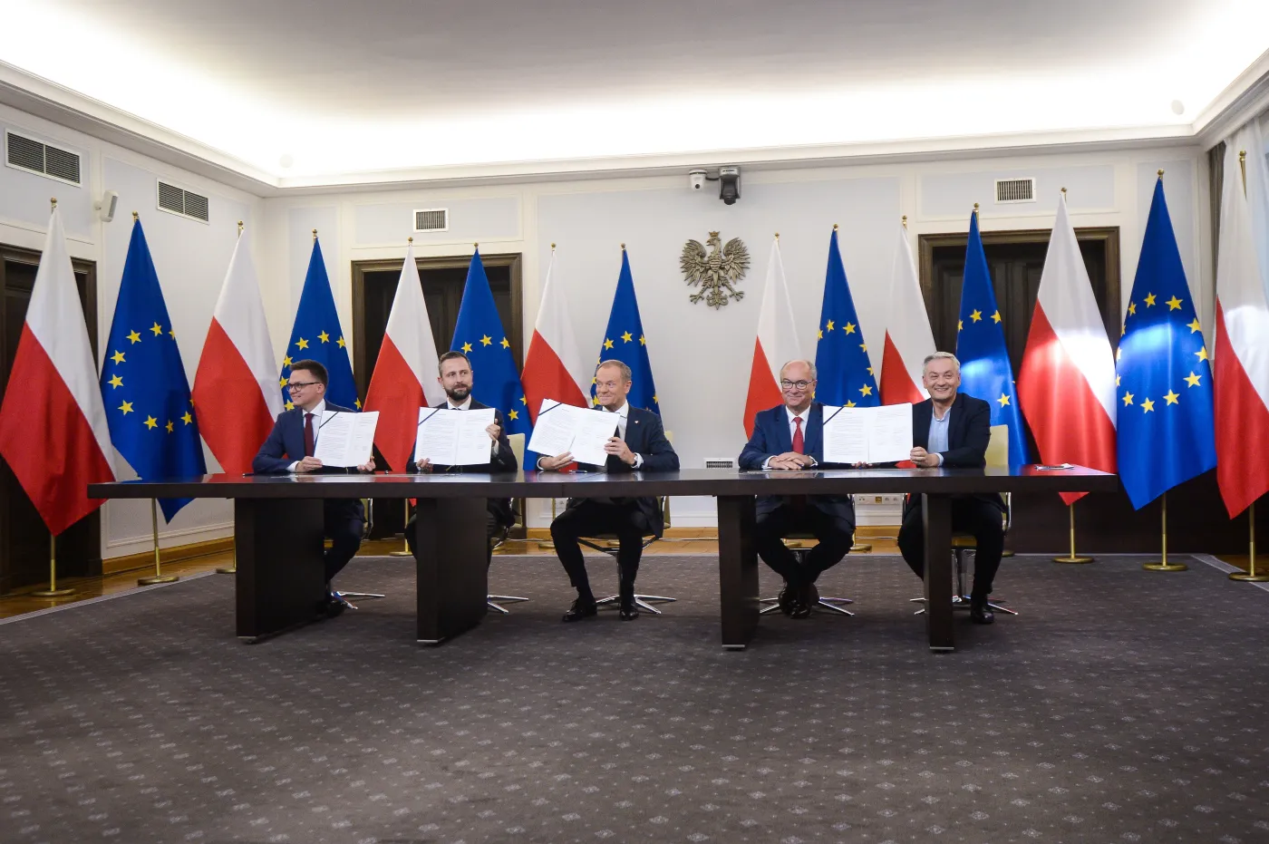 Donald Tusk, Szymon Hołownia, Władysław Kosiniak-Kamysz, Włodzimierz Czarzasty, Robert Biedroń