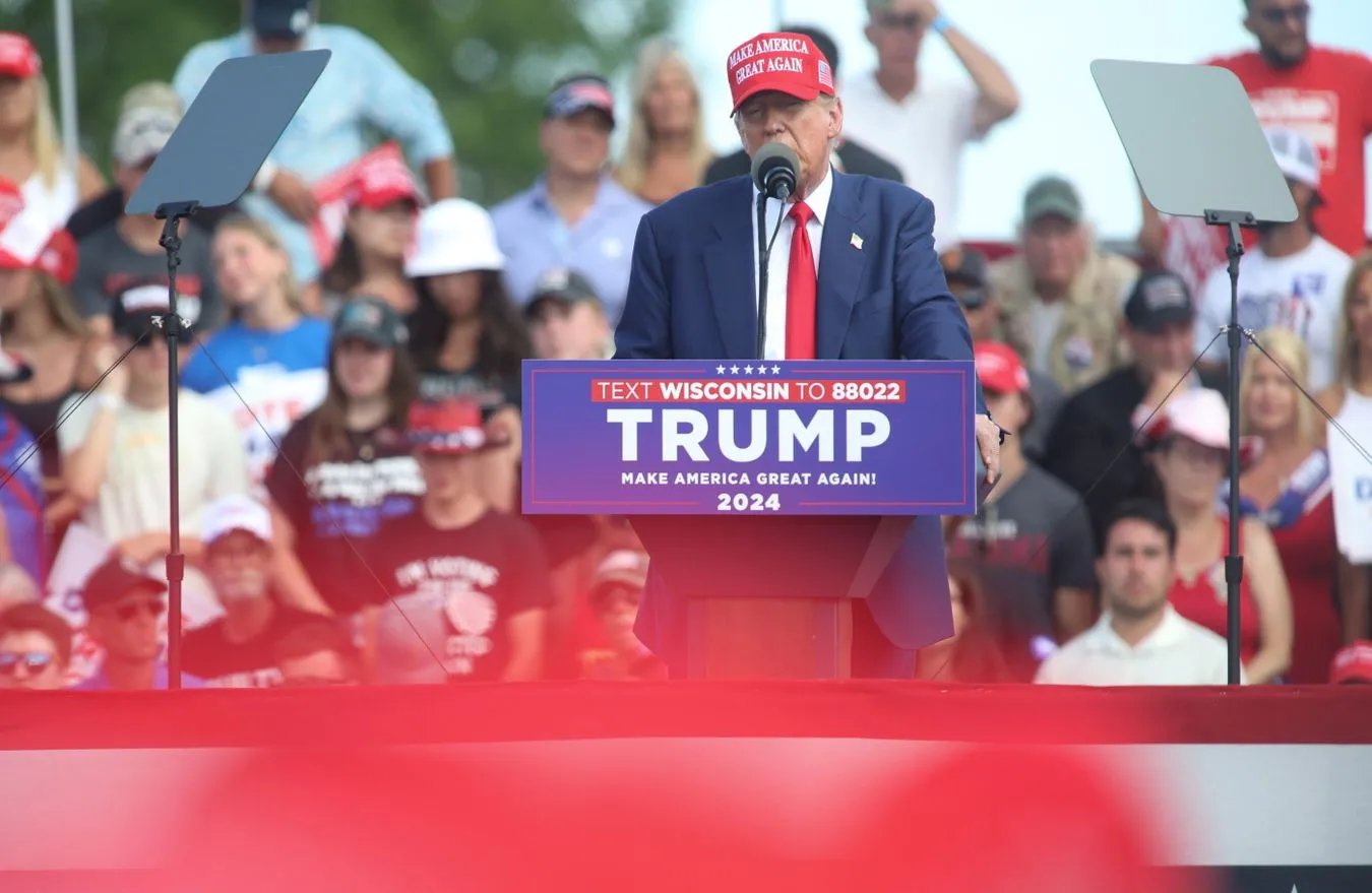Republican presidential candidate Donald Trump campaigns in Racine, WI