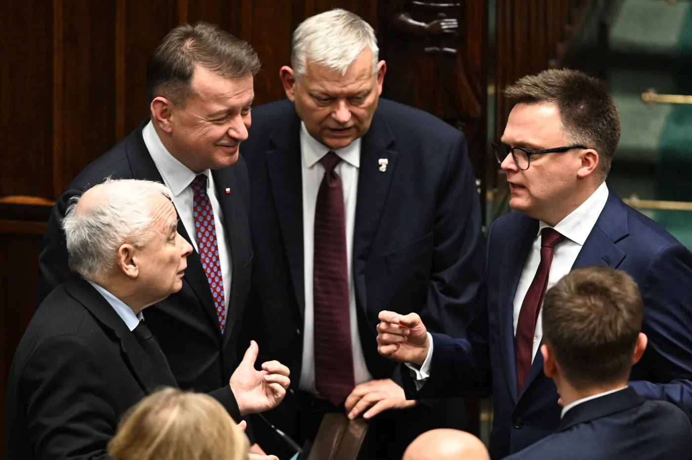 Szymon Hołownia, Jarosław Kaczyński, Mariusz Błaszczak, Marek Suski