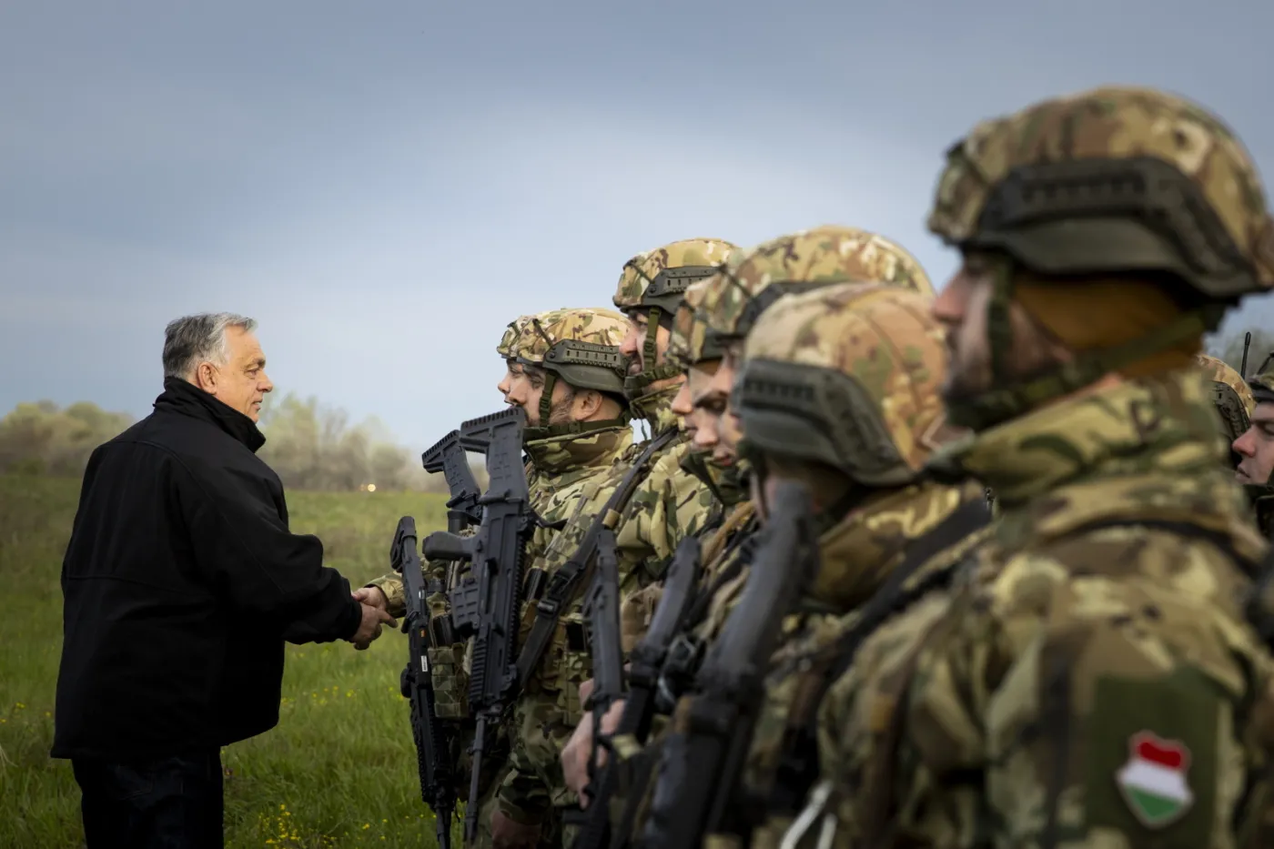 Hungarian Prime Minister Viktor Orban inspects military protection of the TurkStream