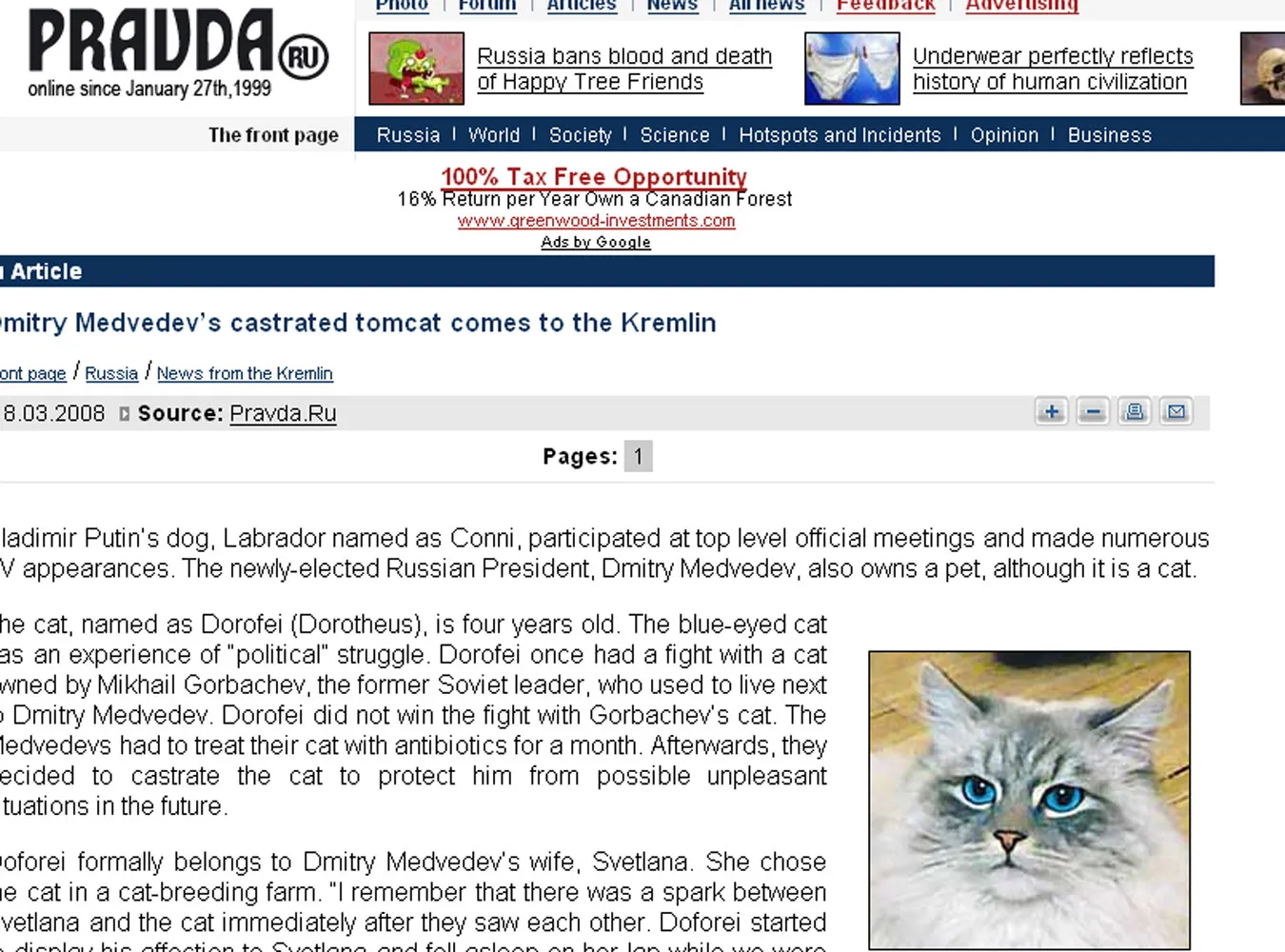 Kot Miedwiediewa wygryzł psa Putina