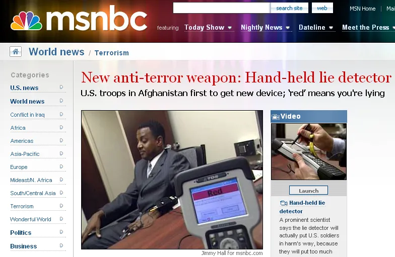 Ręczne wykrywacze kłamstw w Afganistanie