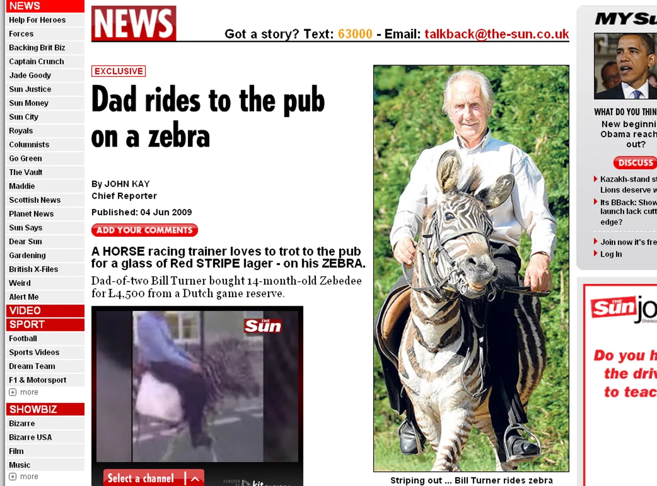 Jeździ do pubu na zebrze