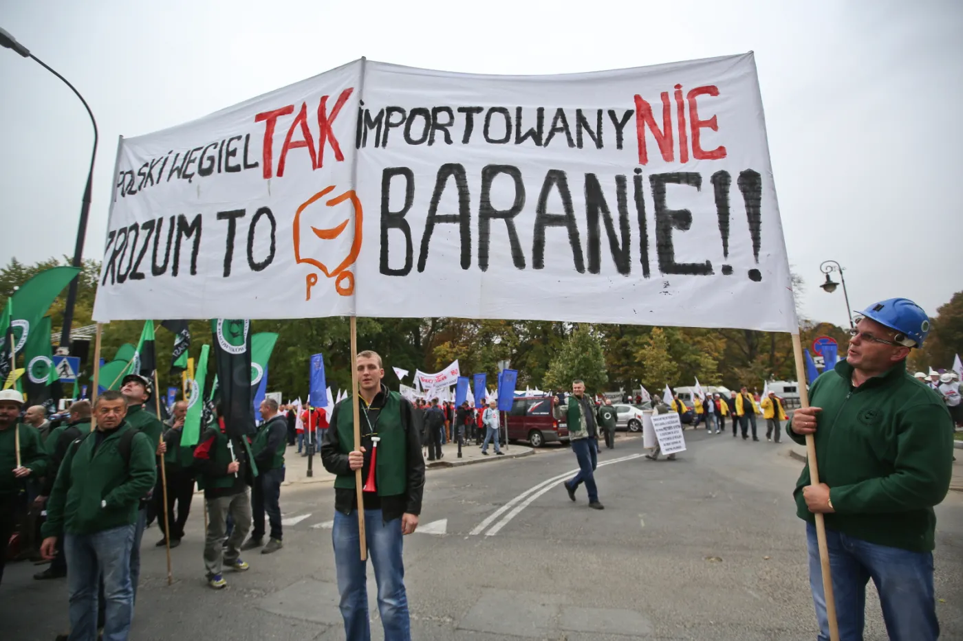 Protestujący górnicy