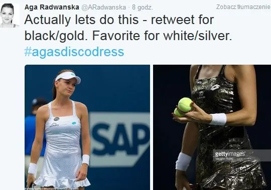 W co ona się ubrała? Agnieszka Radwańska na kort wyszła w dyskotekowej sukience