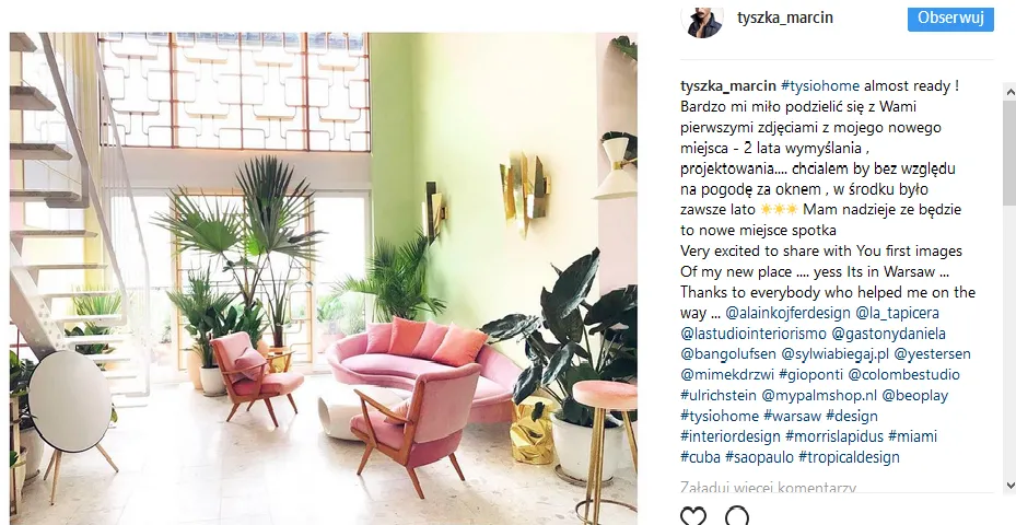 "Postanowiłem klimat Miami lat 50. przenieść do Warszawy". Tak mieszka Marcin Tyszka [GALERIA]