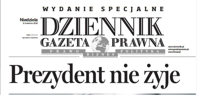 Okładka wydania "Dziennika Gazety Prawnej" z 11 kwietnia 2010 roku