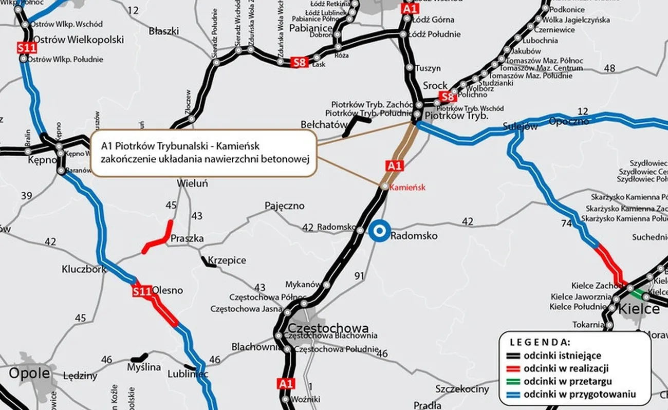 Autostrada A1 już z betonową nawierzchnią. Koniec budowy na horyzoncie