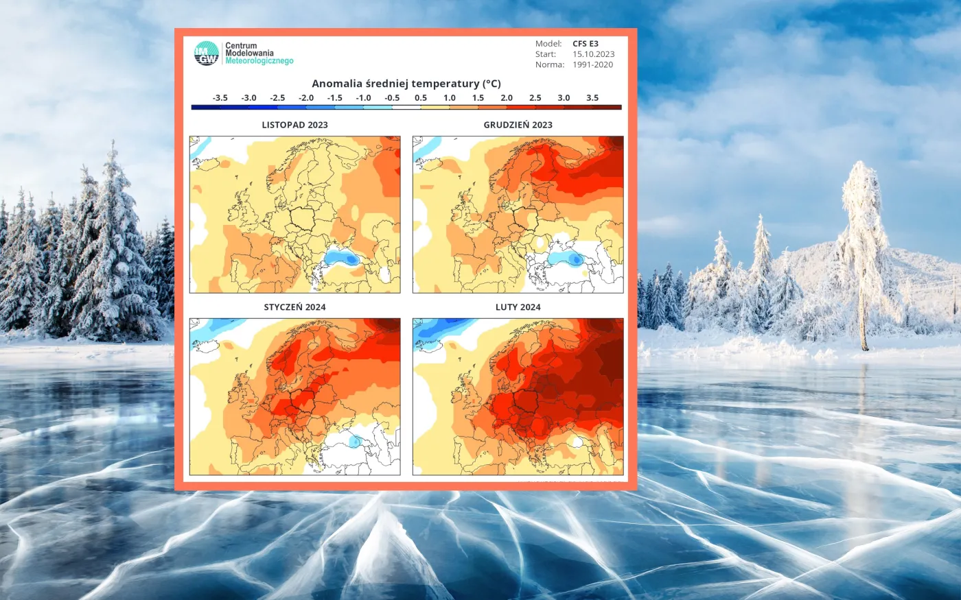 pogoda prognoza pogody listopad 2023 luty 2024 NOAA
