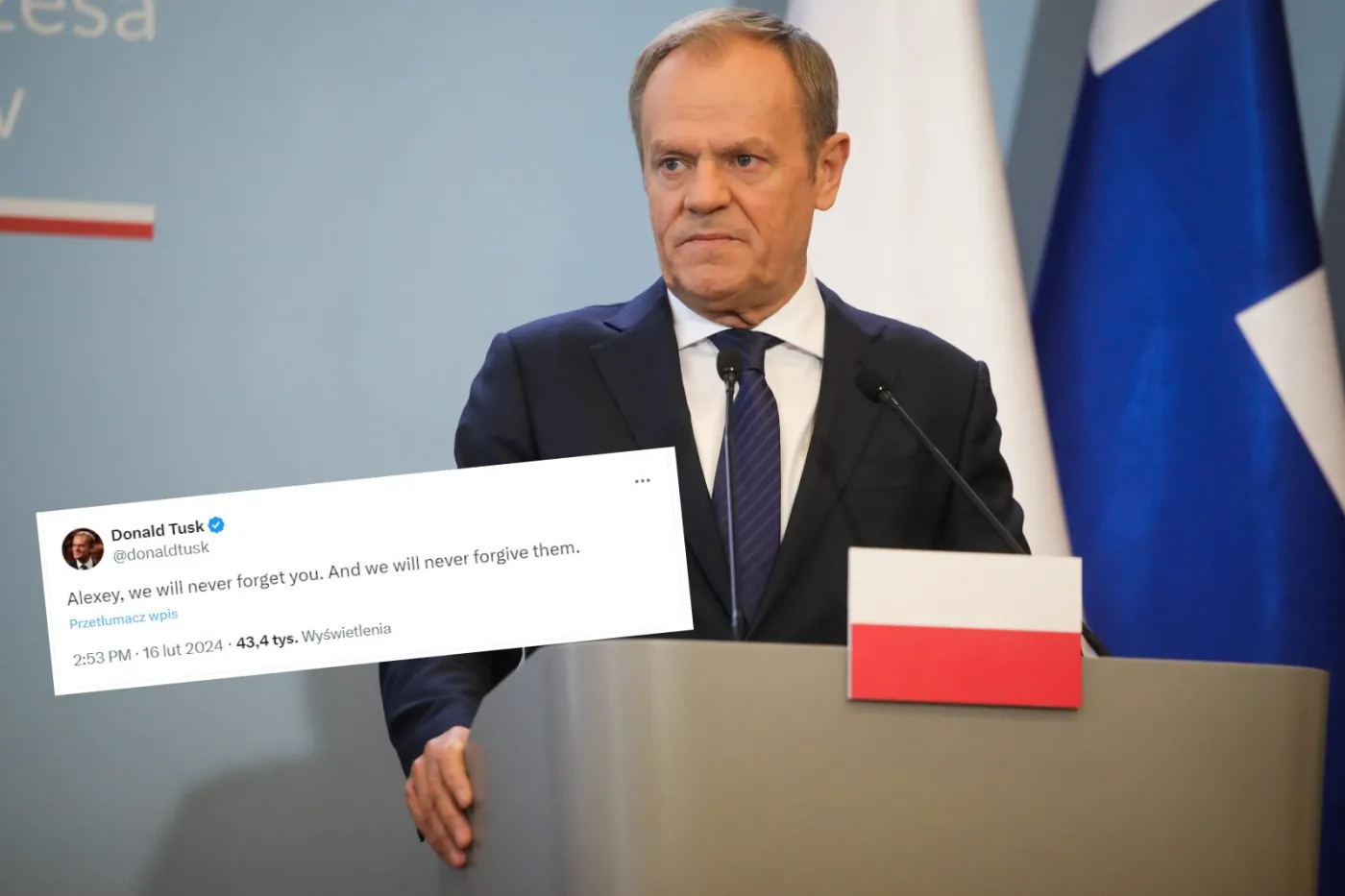 Tusk o śmierci Nawalnego: Aleksiej, nigdy cię nie zapomnimy, nigdy im nie wybaczymy