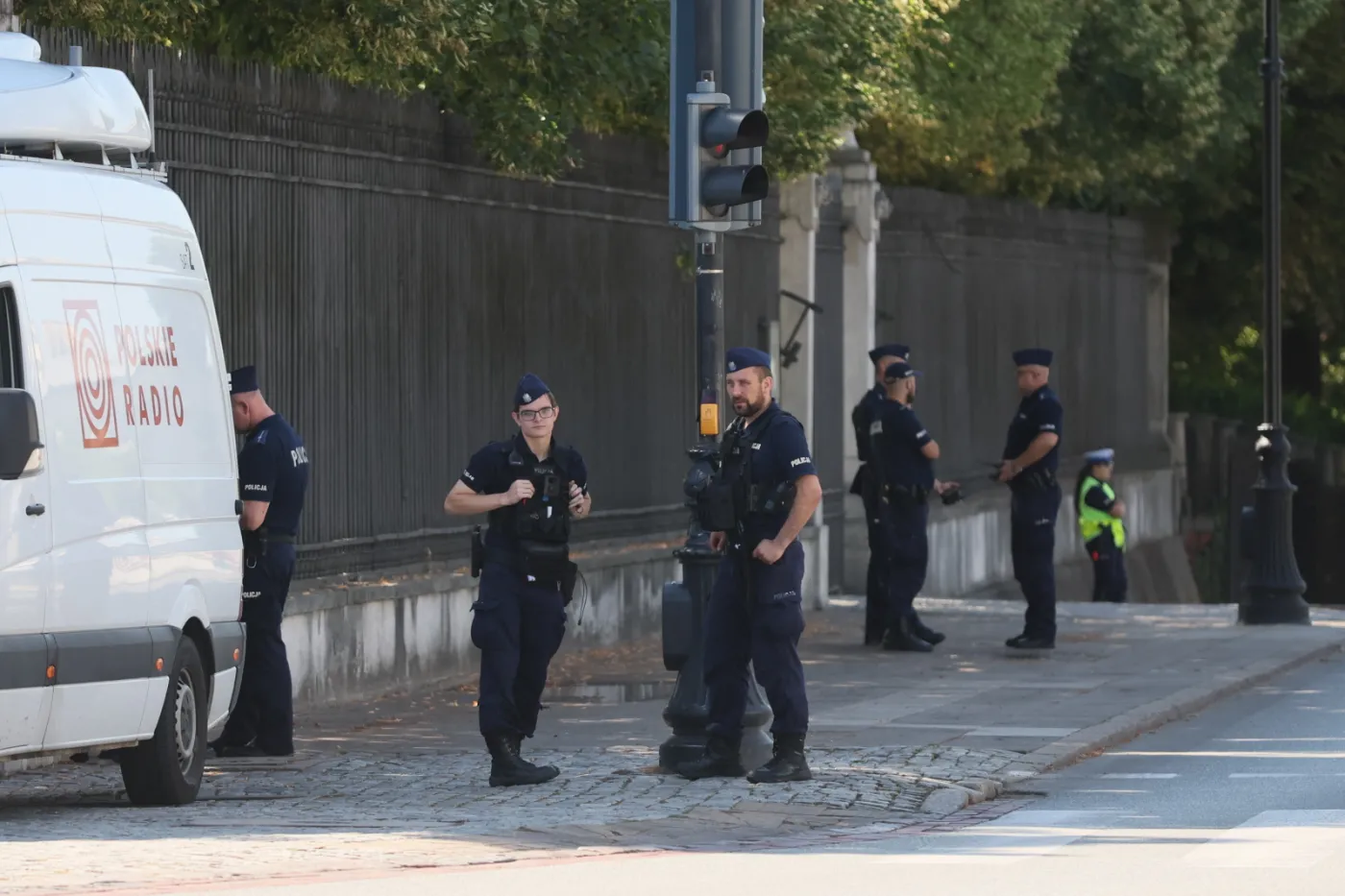 policja w centrum stolicy. Wizyta prezydenta Ukrainy