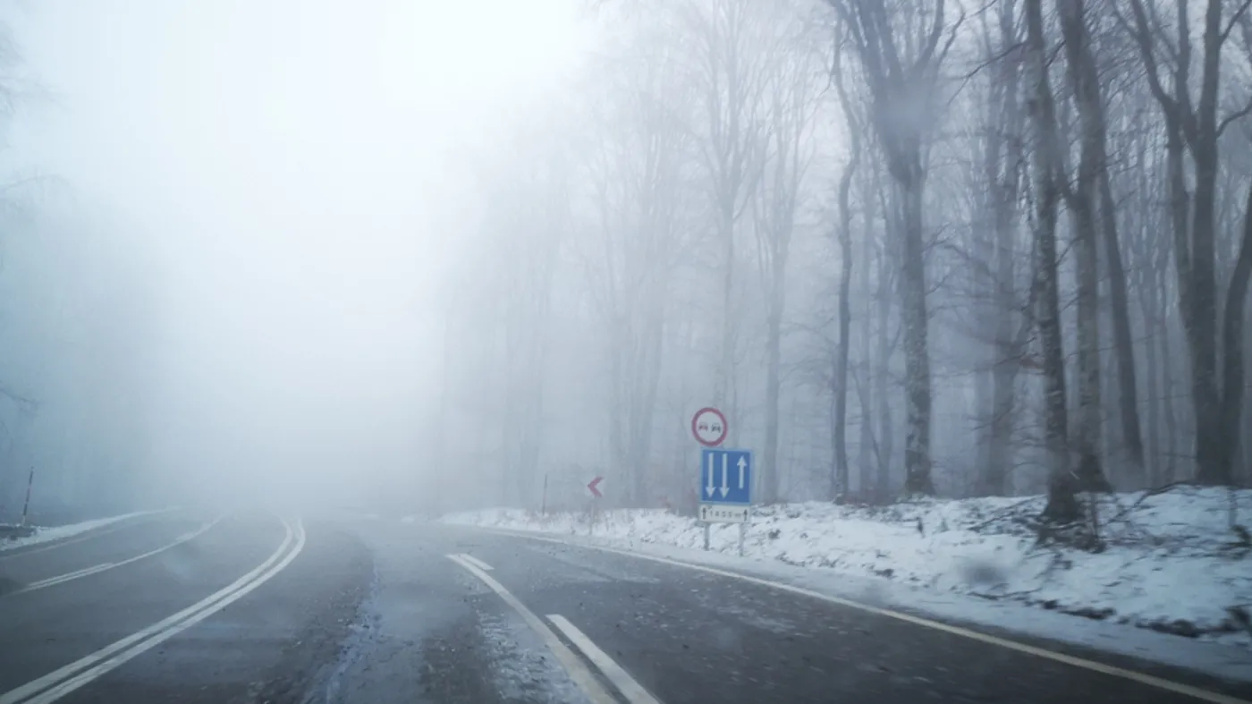 mgła, zima, śnieg