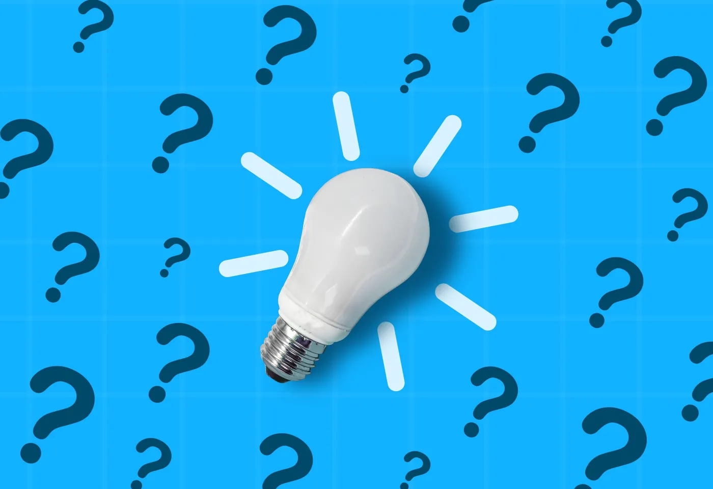Light,Bulb,With,Multiple,Question,Marks,On,Blue,Background,Symbolizing