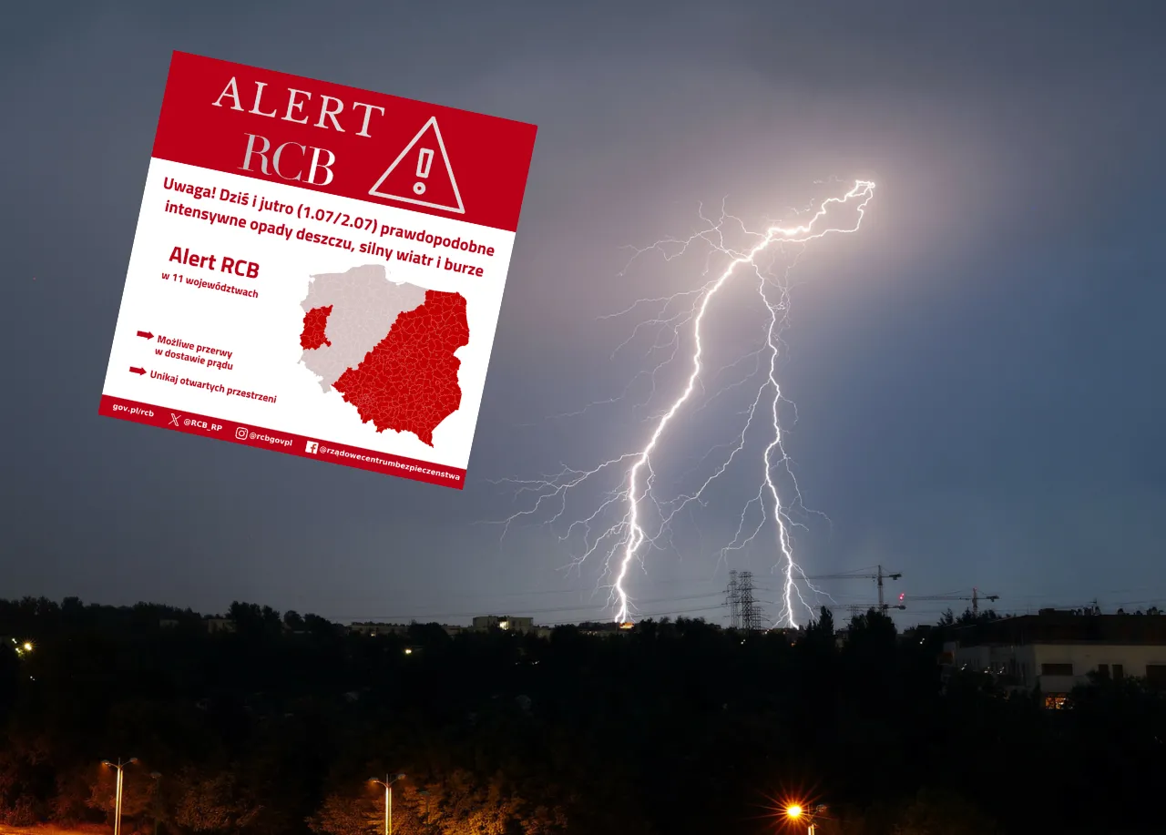 Alert RCB dla 11 województw. "Unikaj otwartych przestrzeni"