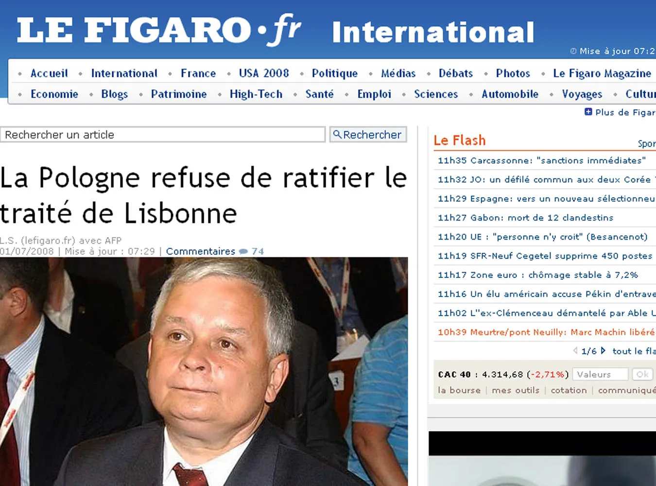 Europejska prasa krytykuje Lecha Kaczyńskiego