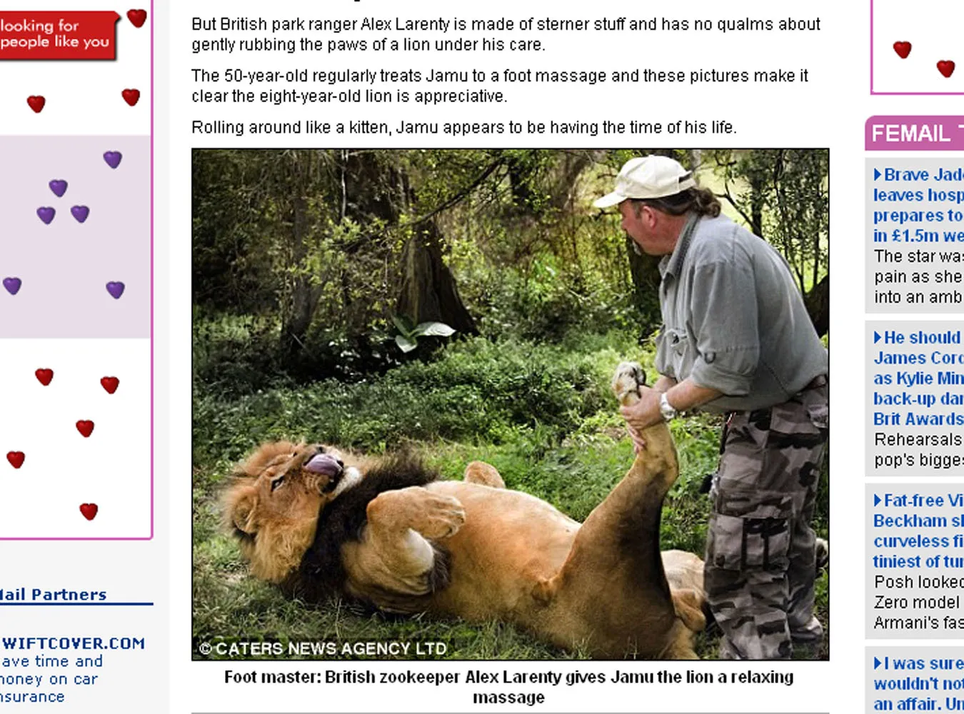 Lew Jamu uwielbia masaż stóp