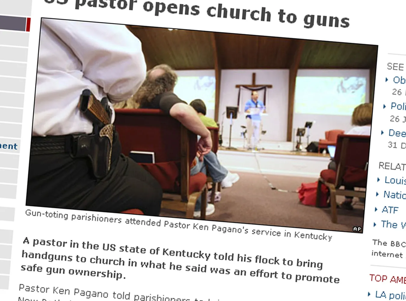 Pastor: "Przynieście broń do kościoła"