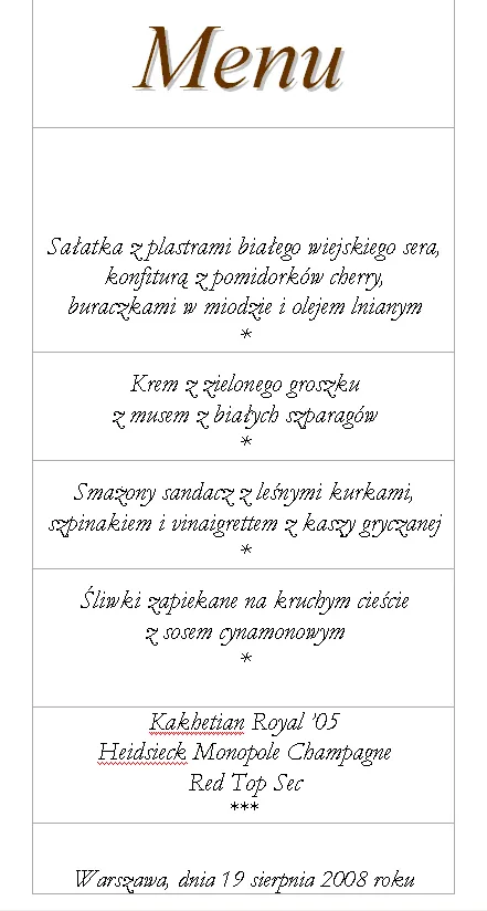 MSZ ujawnia wielką tajemnicę menu dla Rice