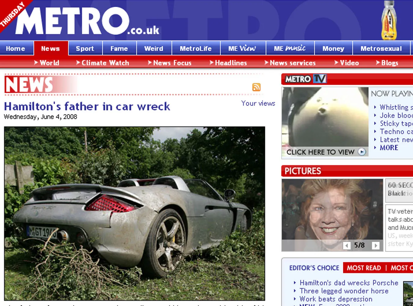 Tata Hamiltona rozbił Porsche