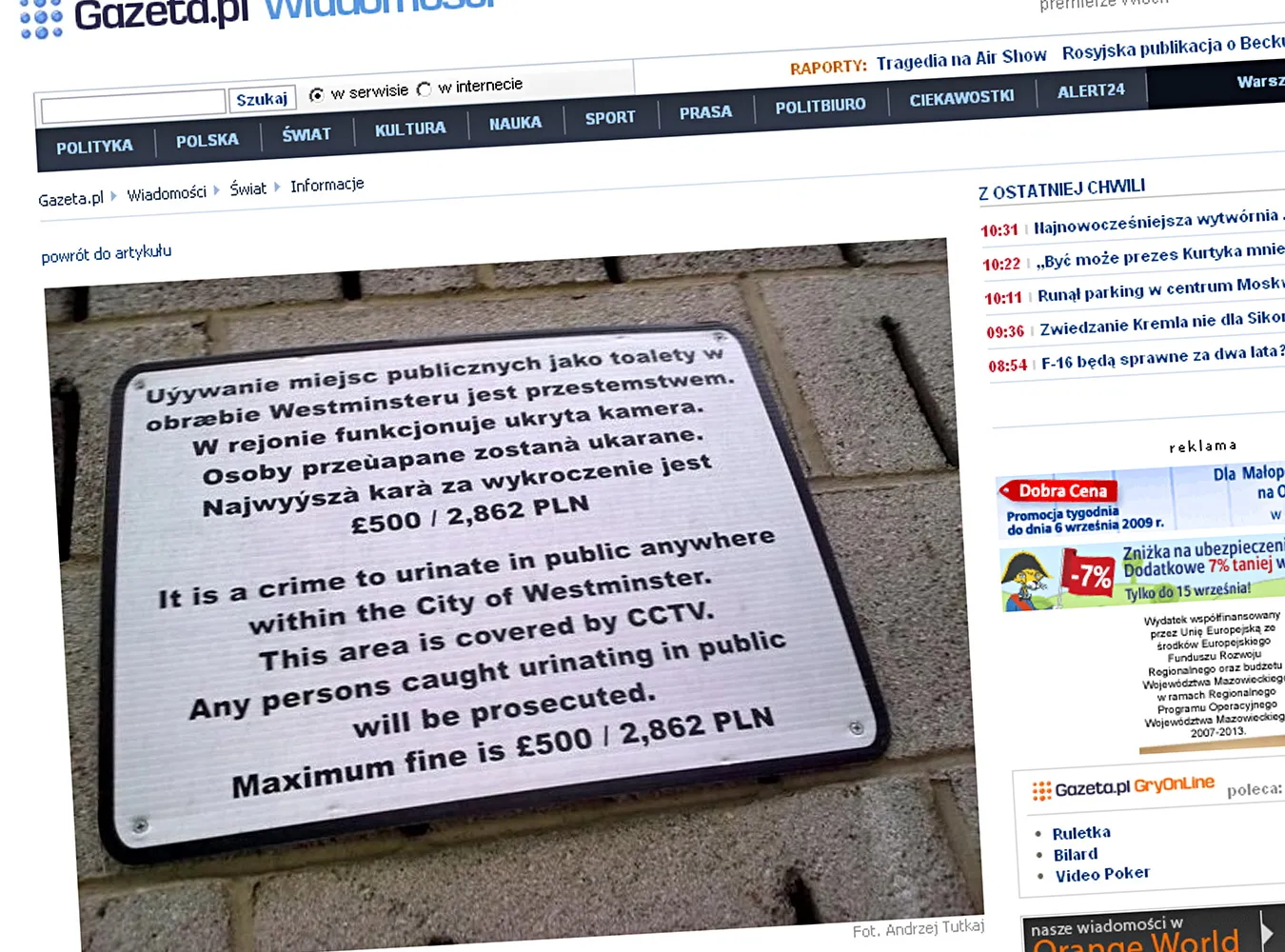 Londyn: patrz, gdzie sikasz, Polaku