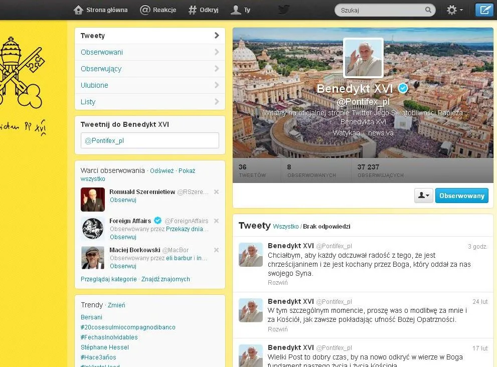 Ostatni tweet Benedykta XVI. "Odczuwajcie radość"