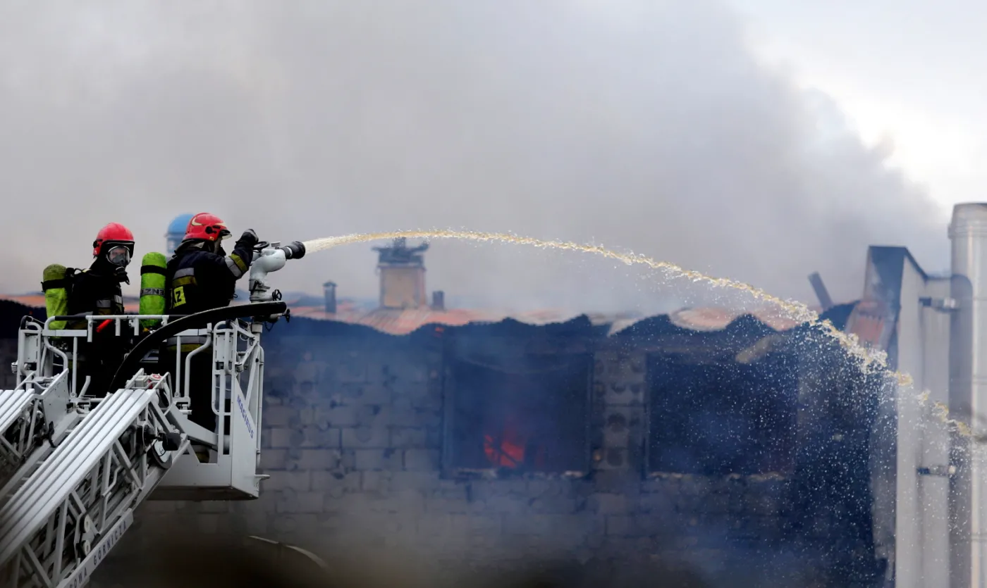 Pożar pralni w Będzinie