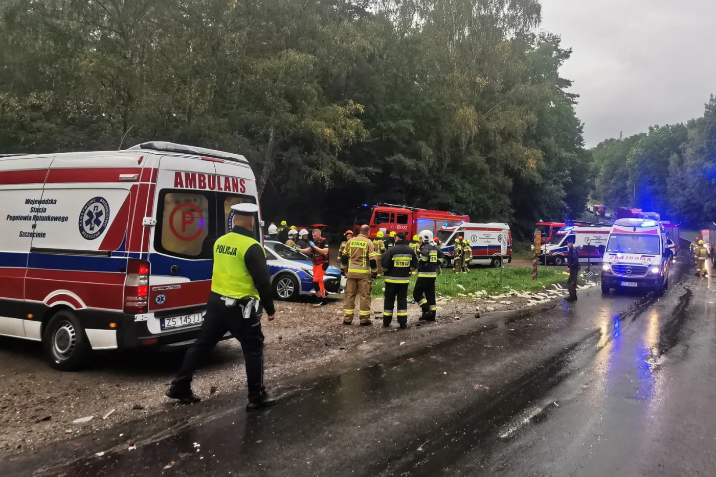 Bus z dziećmi zderzył się z ciężarówką. 18 osób poszkodowanych, trzy ciężko ranne