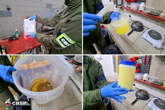 Laboratorium w warsztacie samochodowym. CBŚP przejęło sporo narkotyków