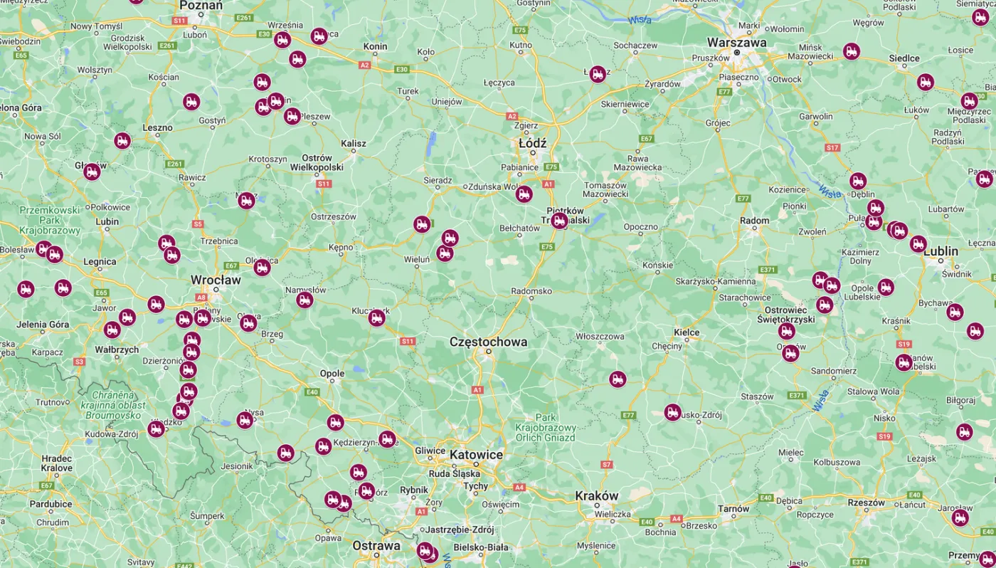 Protest rolników 24 stycznia 2024 roku - zablokowane drogi