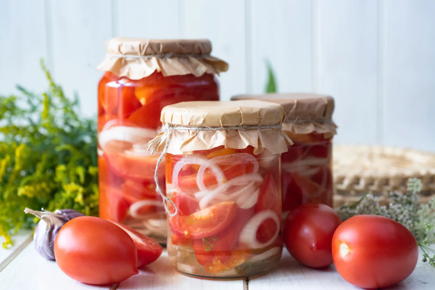 Preservation,For,The,Winter:,Tomatoes,With,Onions,In,Marinade,In