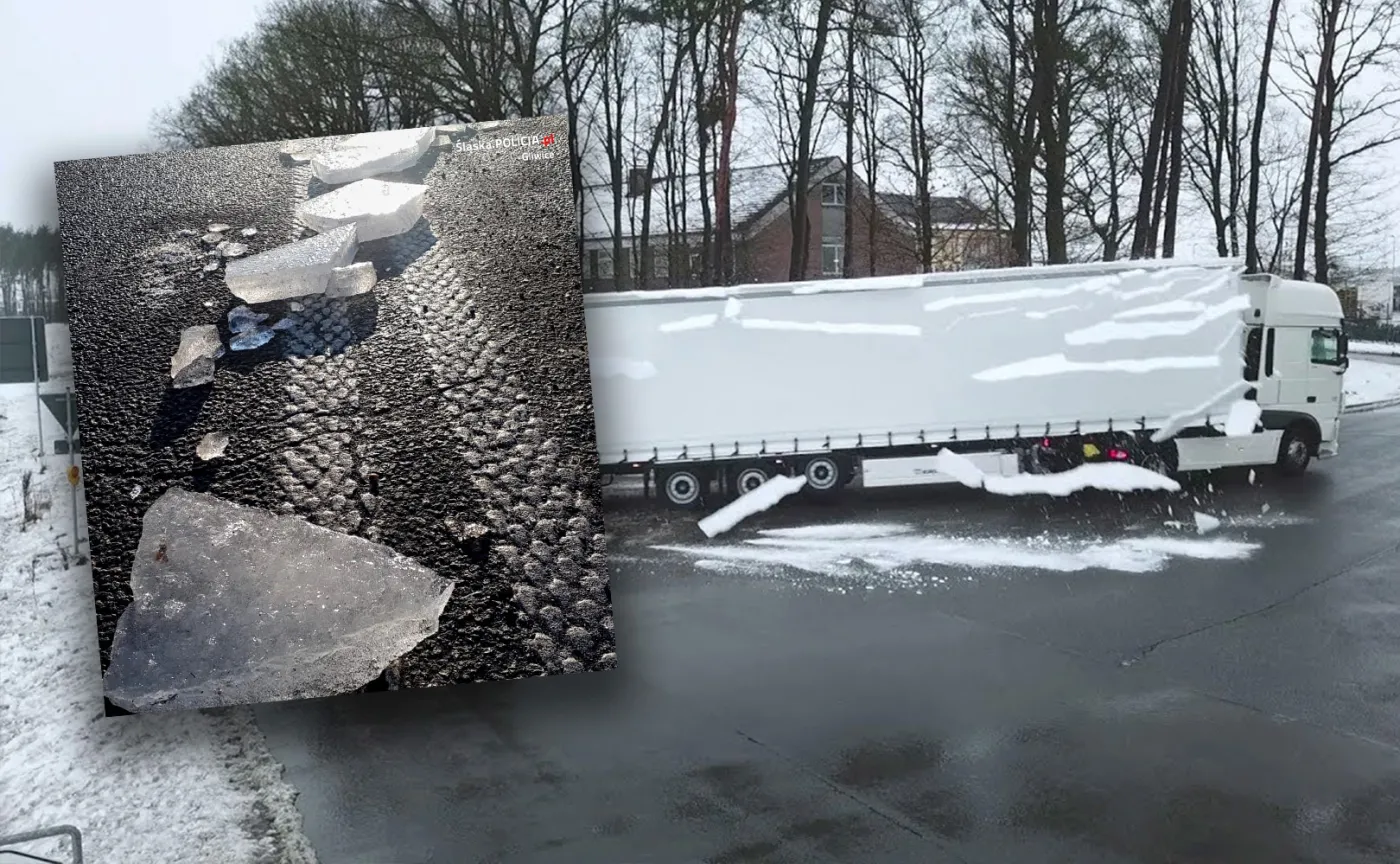 Lód spadający z dachu ciężarówki - jaki mandat? Kto jest winny?