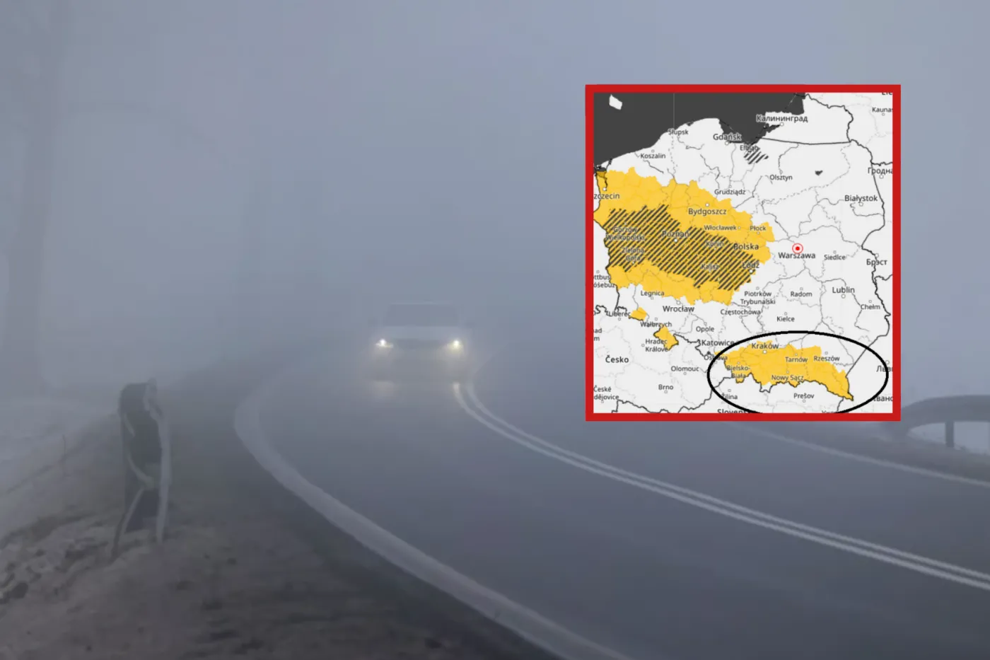 Gęsta mgła paraliżuje drogi. Alert IMGW dla 10 województw