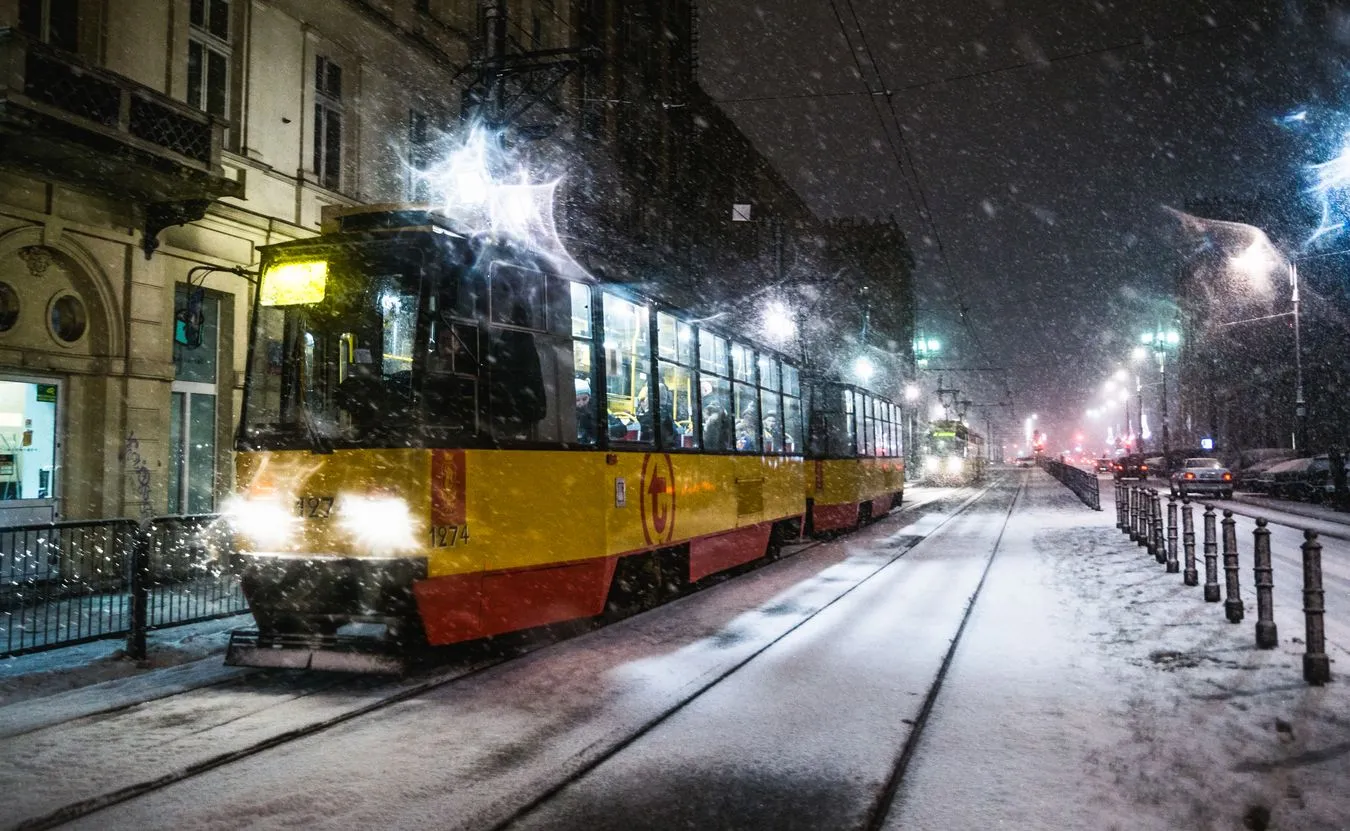 Opady śniegu, Warszawa.