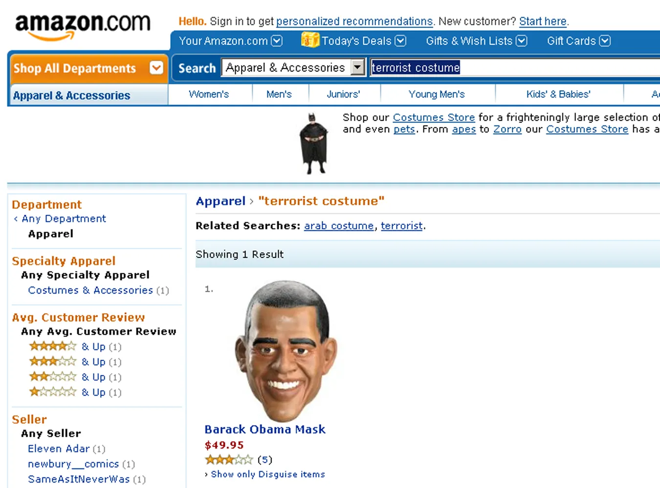 Amazon Barack Obama to terrorysta