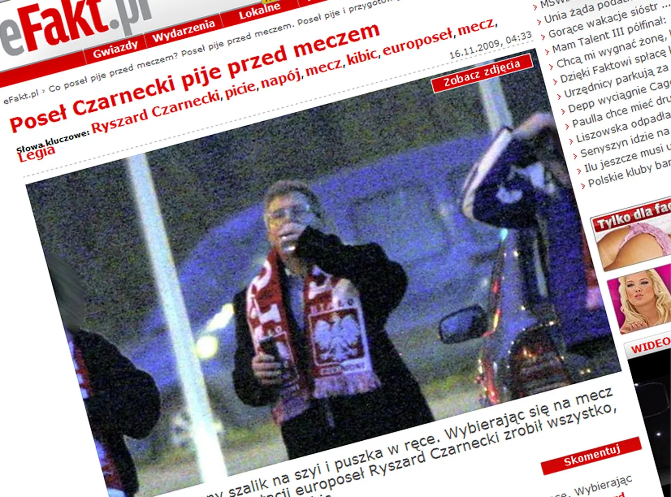 Tak europoseł zagrzewał się przed meczem