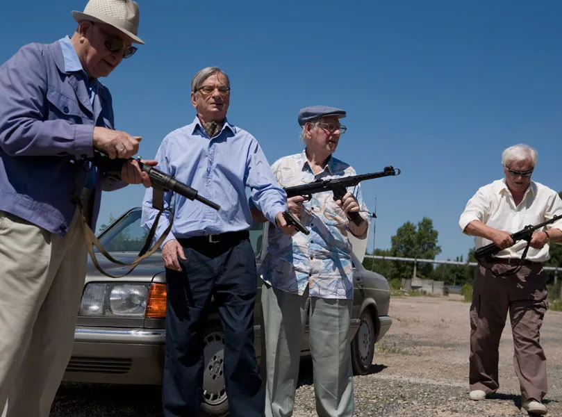 Juliusz Machulski, Witold Skaruch, Lech Ordon i Marian Kociniak w  quot;Ostatniej akcji quot;