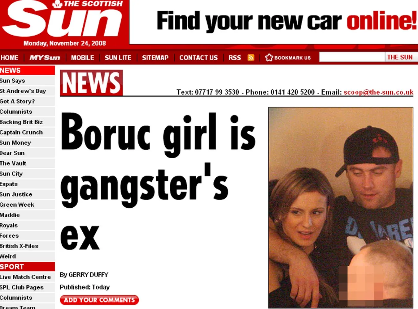 Dziewczyna Boruca ma dziecko z gangsterem