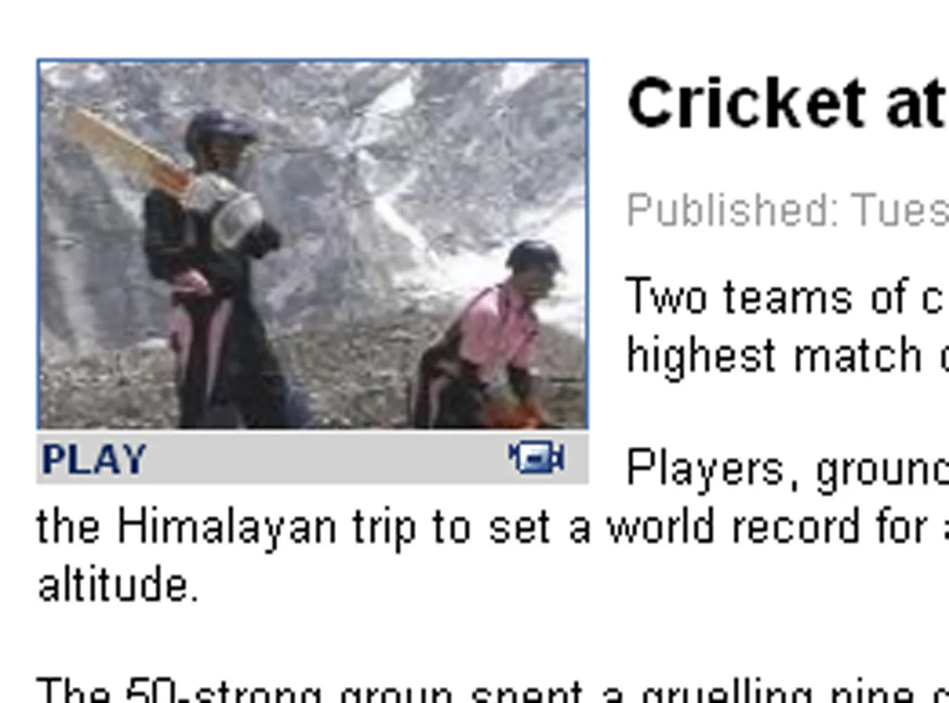 Zagrali w krykieta na szczycie Mount Everest