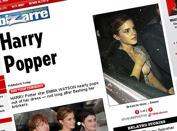 Koleżanka Harry'ego Pottera pokazała pierś