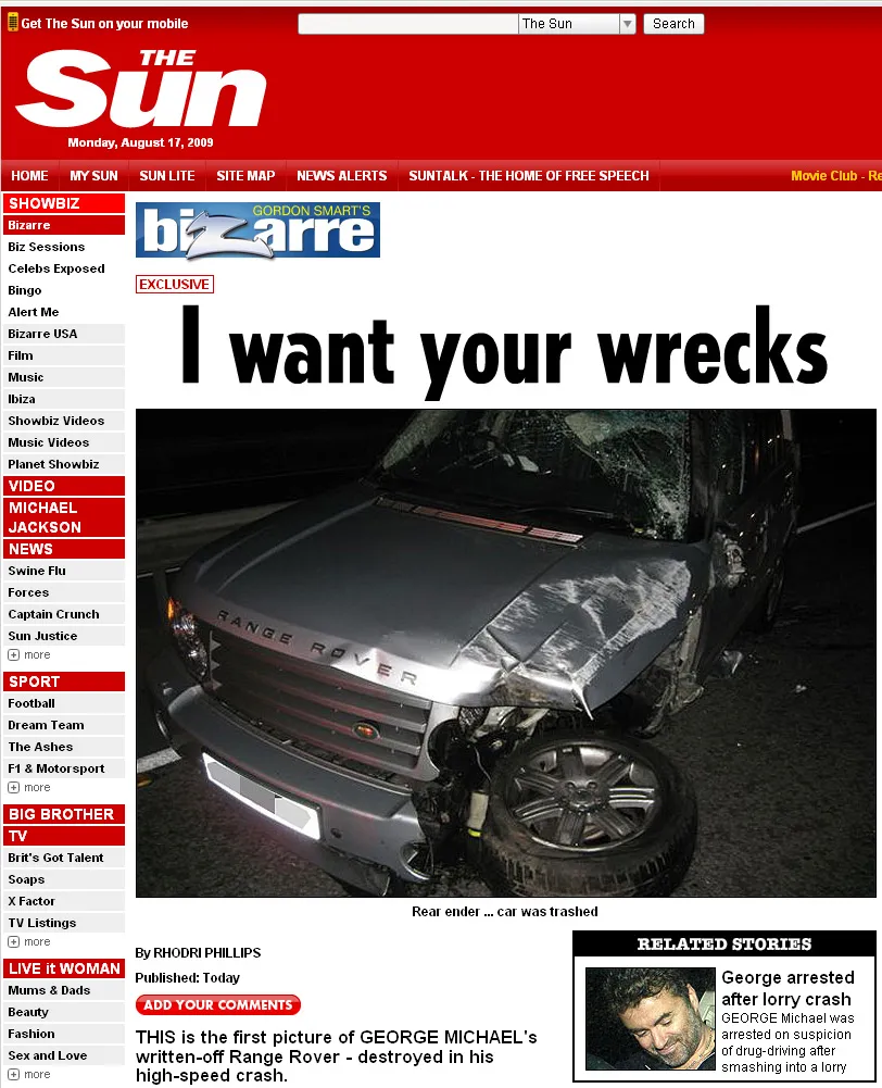 George Michael miał groźny wypadek