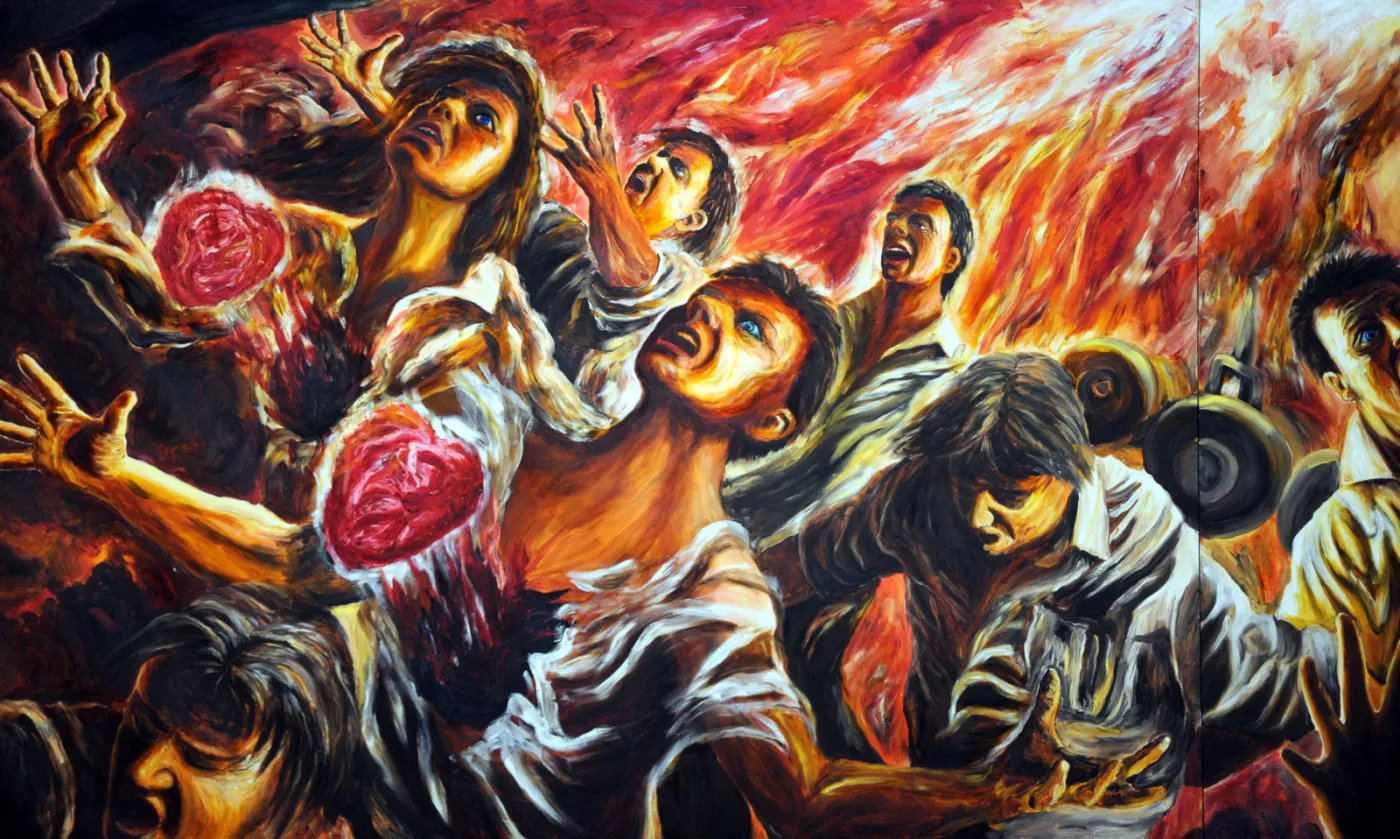 Obraz "Smoleńsk" Zbigniewa M. Dowgiałły w kościele pw. Niepokalanego Poczęcia NMP na Bielanach