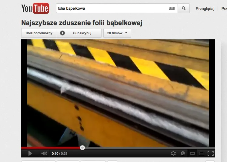 Pękająca folia bąbelkowa