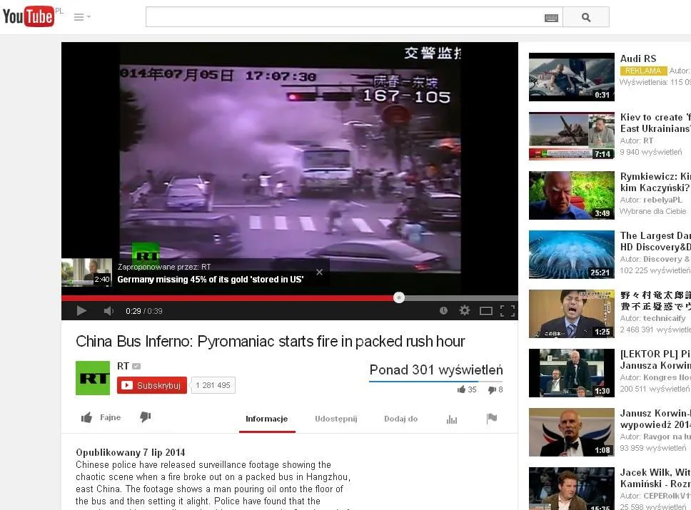 Pożar chińskiego autobusu