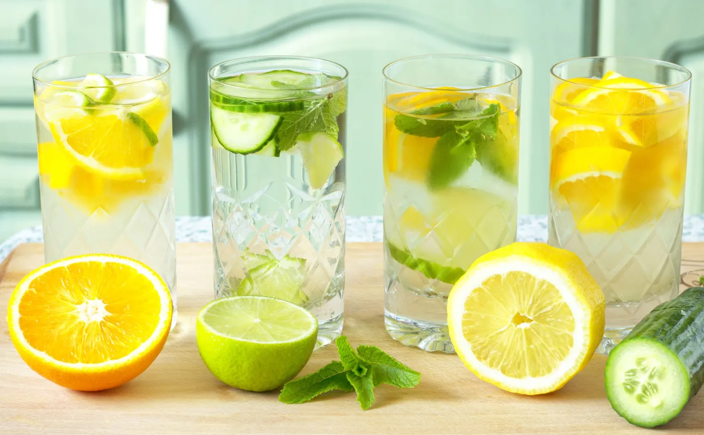 Woda z pomarańczą, limonką, cytryną, ogórkiem