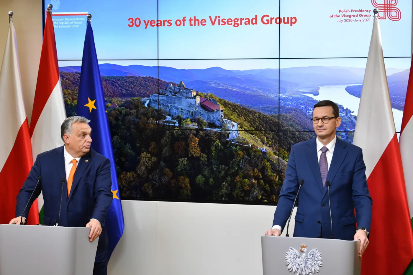 Premier RP Mateusz Morawiecki i premier Węgier Viktor Orban