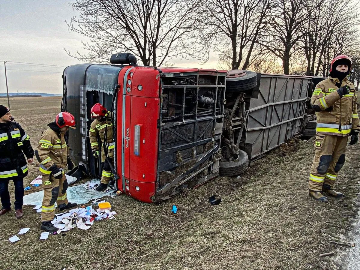 Wypadek autokaru z uchodźcami z Ukrainy